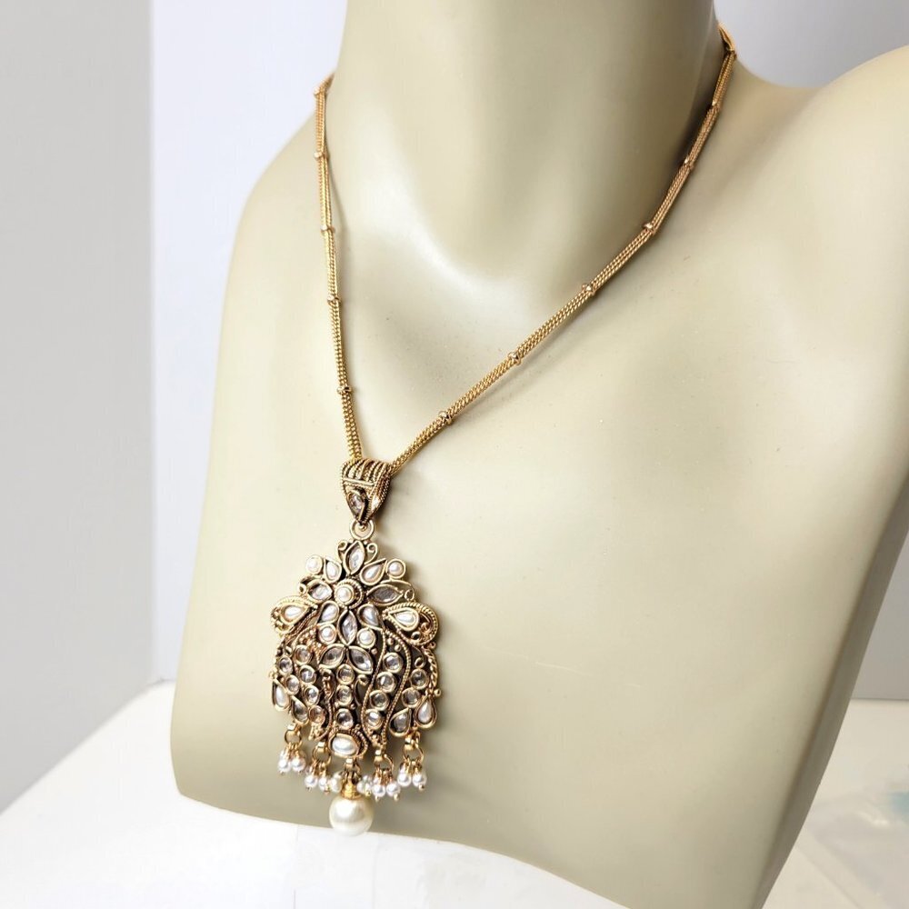 Ethnic Antique Gold Tone Pendant - Picture 2 of 14